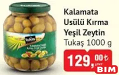 TUKAŞ KALAMATA USÜLÜ KIRMA YEŞİL ZEYTİN 1000 G